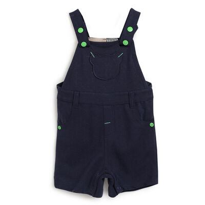 Boys Dark Blue Applique Short Dungaree